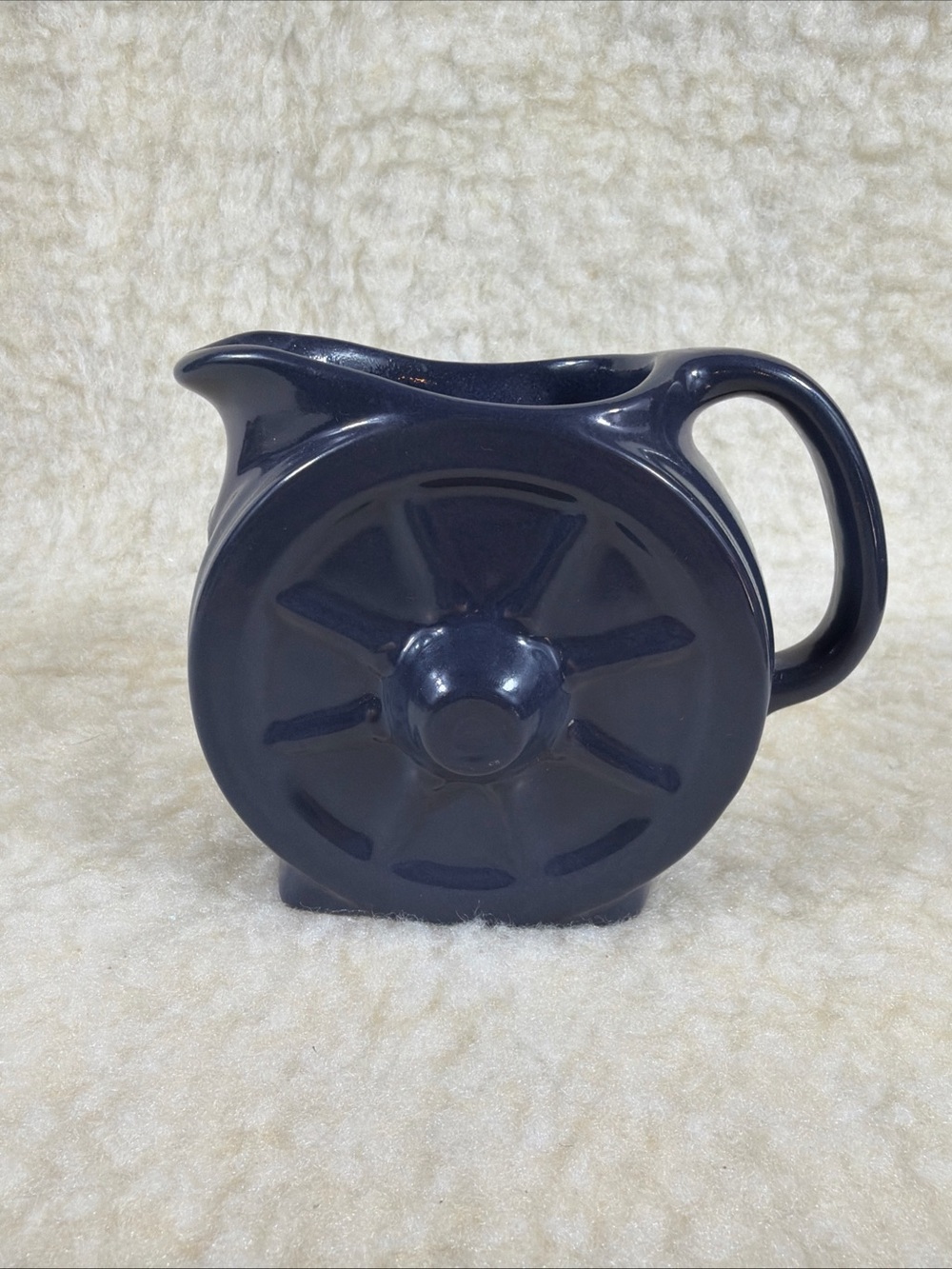 Frankoma Vintage Navy Ceramic Creamer Wagon Wheel 94A